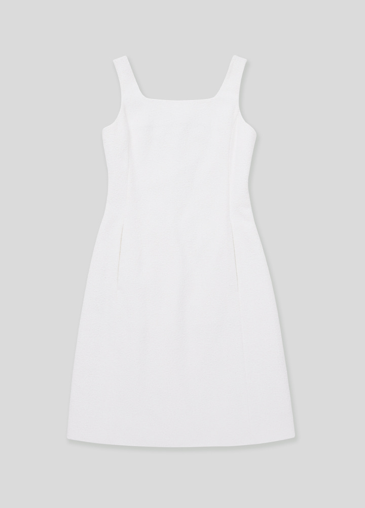트위드 스퀘어넥 드레스 W (WHITE)