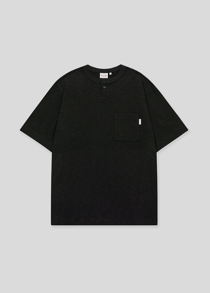 헨리넥 티셔츠 M (BLACK)