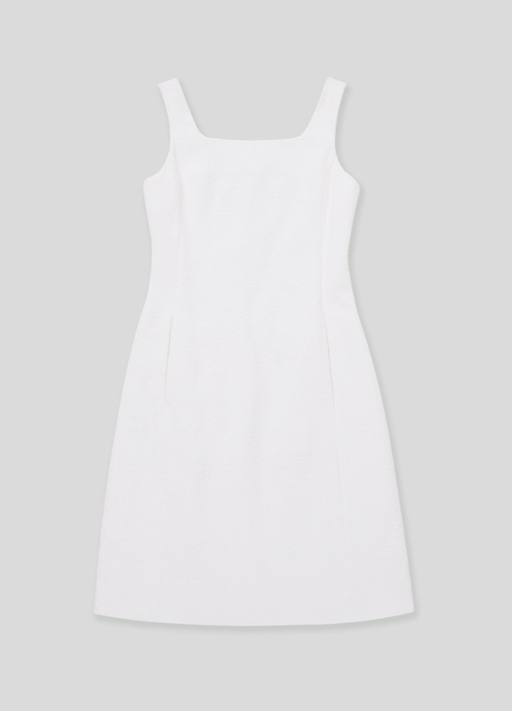트위드 스퀘어넥 드레스 W (WHITE)